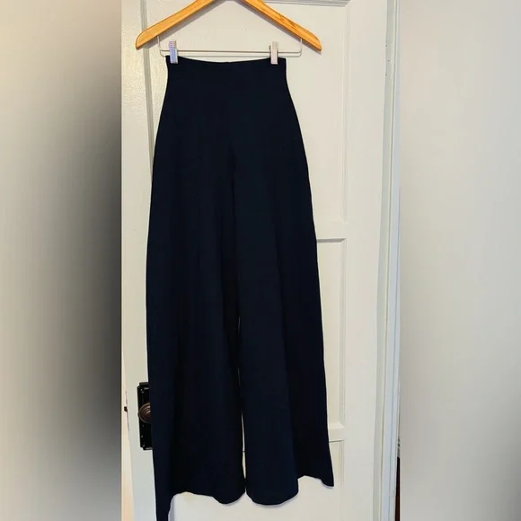 NWT Ripley Rader Navy Ponte Knit Long wide leg pant size Small - Picture 3 of 5